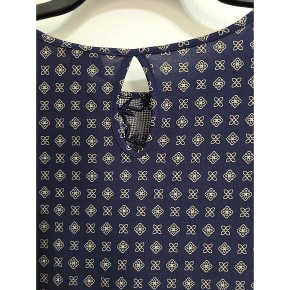 New Directions 3/4 Sleeve Tunic Embroidered Plus Size Top - Size 1X - Navy Multi - Picture 8 of 9